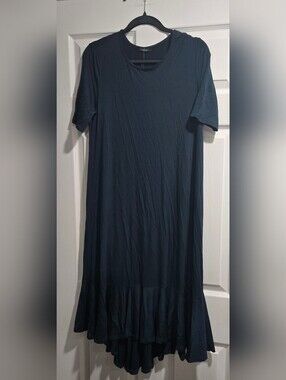 Women's Short-Sleeve Crew Neck Shirt Dress - Dark Navy